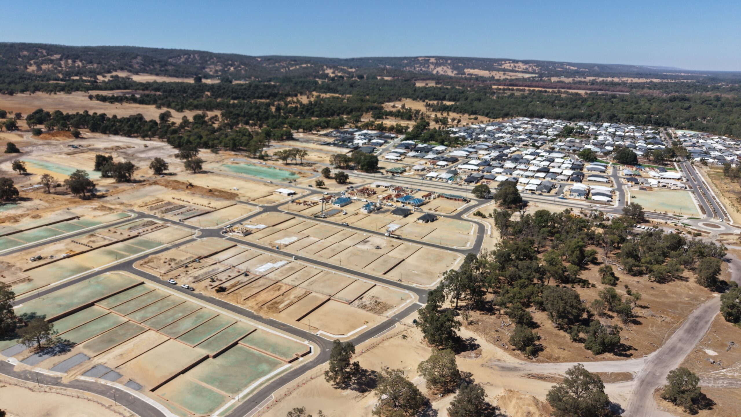 Aerial view of construction progress at Whitby Town