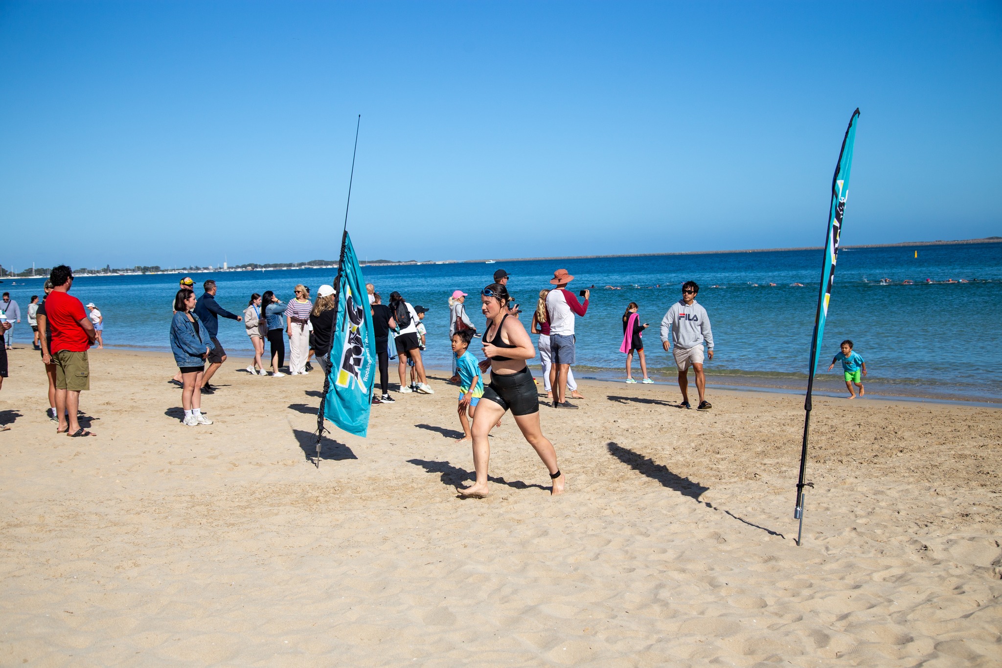 Rockingham Triathlon participants racing along the foreshore